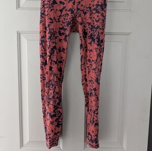 lululemon athletica Floral Leggings in Coral and Navy